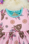 Highland cow with Easter ears baby dress. RPG20144009 SOL