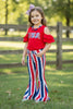 Navy blue, red & white stripe bootcut denim pants. PNG40002 SOL
