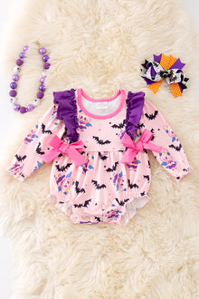  Halloween, bat printed bubble romper with snaps. RPG51301 SOL