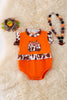 Cow printed pumpkin baby onesie. RPG51311 AMY