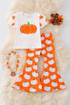 Pumpkin printed top and bell bottoms. OFG51245 SOL