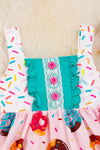 Donut printed on pink tunic & teal shorts. OFG25134010 SOL