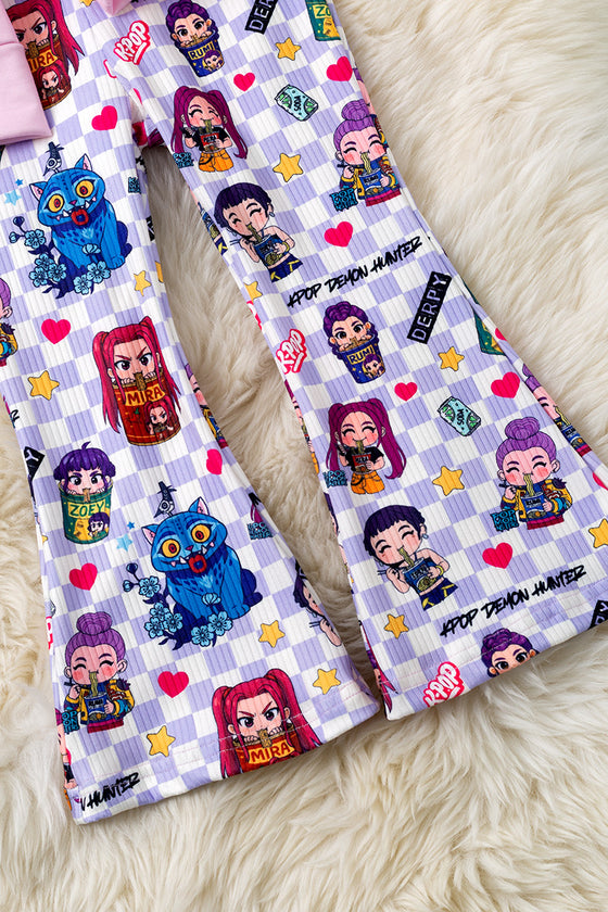 K-Lt.pink sweatshirt and checkered bottoms. OFG54028 JEAN