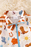 Boys western printed zip up jacket with pockets. TPB50456 JEAN