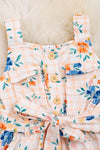 Peach square & floral printed romper. PNG25144002 AMY