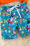 Blue* Orange and turquoise printed boys swim set. SWB40010 JEAN🏖️