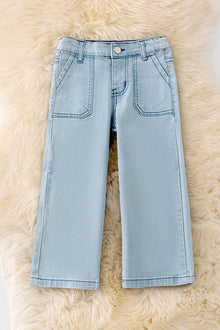  Straight cut denim pants with adjustable waistband. PNG50024 JEAN