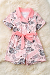 Howdy" Pink Western printed girls romper. PNG60001 SOL