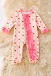 Coquette bow printed girls baby onesie with footie. RPG51323 Jean