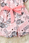 Howdy" Pink Western printed girls romper. PNG60001 SOL