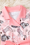 Howdy" Pink Western printed girls romper. PNG60001 SOL