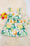 Lemon printed dress with lace detail & side pockets. DRG25154032 SOL