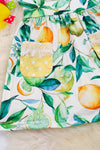 Lemon printed dress with lace detail & side pockets. DRG25154032 SOL