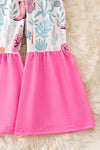 Cow printed and fuchsia trim girls jumpsuit. PNG50410 SOL