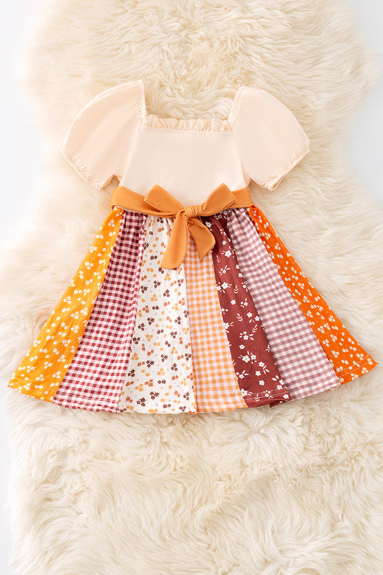 Cream and multi-printed dress. DRG51903 JEAN