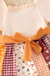 Cream and multi-printed dress. DRG51903 JEAN