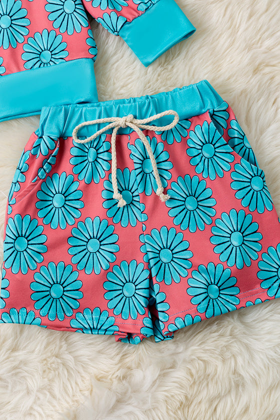 Concho printed on coral 2 piece set. OFG60359 JEAN