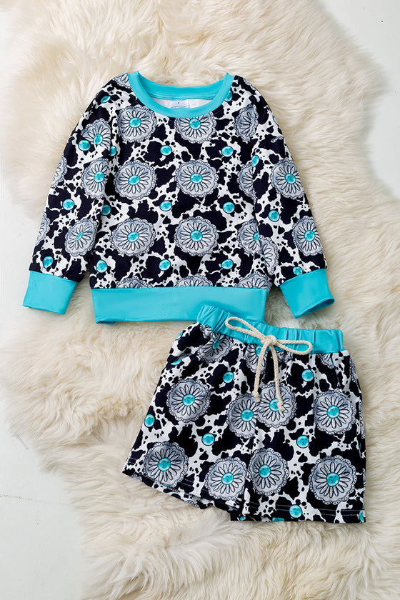 Cow & concho printed girls 2 piece set. OFG60358 SOL