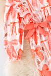 Coral coquette printed girls romper/long sleeve. PNG50283 SOL