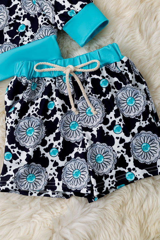 Cow & concho printed girls 2 piece set. OFG60358 SOL