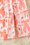 Coral coquette printed girls romper/long sleeve. PNG50283 SOL