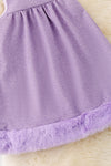 Lilac relax tunic dress with fur trim. DRG50109 SOL