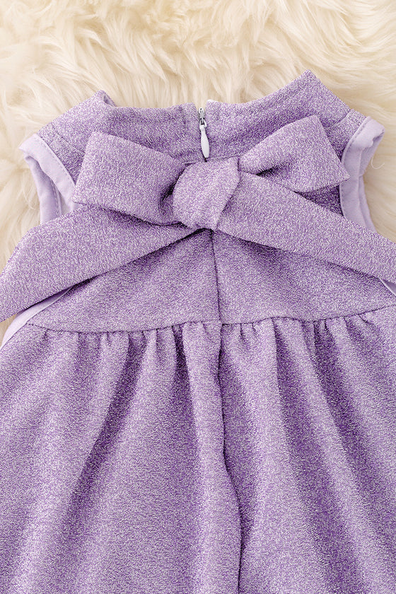 Lilac relax tunic dress with fur trim. DRG50109 SOL