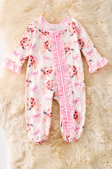  Horse printed girls baby onesie with footie. RPG51321 AMY