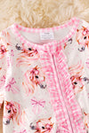 Horse printed girls baby onesie with footie. RPG51321 AMY