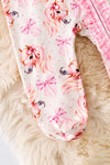 Horse printed girls baby onesie with footie. RPG51321 AMY
