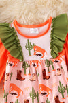 Western boot printed girls onesie with ruffle butt. RPG20003 SOL