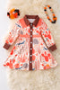 Orange western pattern printed girls dress. DRG52884 JEAN