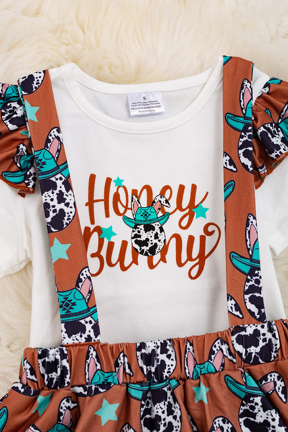 Honey Bunny" White tee-shirt & suspender skirt. OFG20204007 LOI