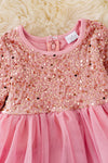 DRG65133096 SOL: (Pink) 3 layer tulle dress with beautiful sparkly sequins.