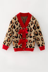 Animal printed knit sweater with red trim & bows TPG60741 MON