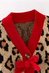 Animal printed knit sweater with red trim & bows TPG60741 MON