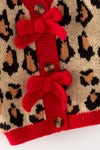 Animal printed knit sweater with red trim & bows TPG60741 MON