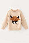 Highland cow applique boys sweater. TPG60607 AMY