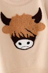 Highland cow applique boys sweater. TPG60607 AMY