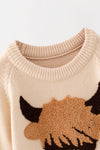 Highland cow applique boys sweater. TPG60607 AMY