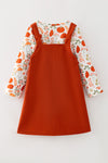 Rust Orange corduroy overall dress and undershirt.  OFG62817 AMY