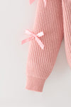 Pink knit cardigan with Christmas applique. TPG60527 SOL