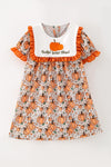Thankful grateful Blessed" Embroidered dress w/pumpkin print. DRG65300 Mon