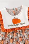 Thankful grateful Blessed" Embroidered dress w/pumpkin print. DRG65300 Mon