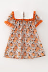 Thankful grateful Blessed" Embroidered dress w/pumpkin print. DRG65300 Mon