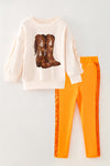 Ghost printed boots on sweatshirt and cotton leggings with sequins. OFG61073 MON