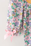 Ditsy floral baby romper with pumpkin applique. RPG64689 AMY