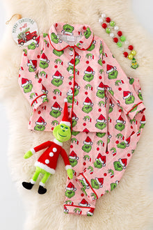  PJG40121 LOI: Christmas Character printed pajama set.🎄