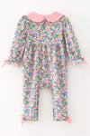 Ditsy floral baby romper with pumpkin applique. RPG64689 AMY