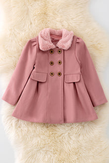  TPG40410 NAYDINE: Pleated blush jacket with fur collar. ❄️